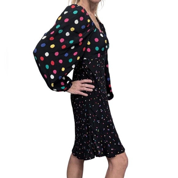 Rixo x Target Black Multicolor Rainbow Polka Dot Smocked Mini Party Dress Size 6 - Picture 2 of 11